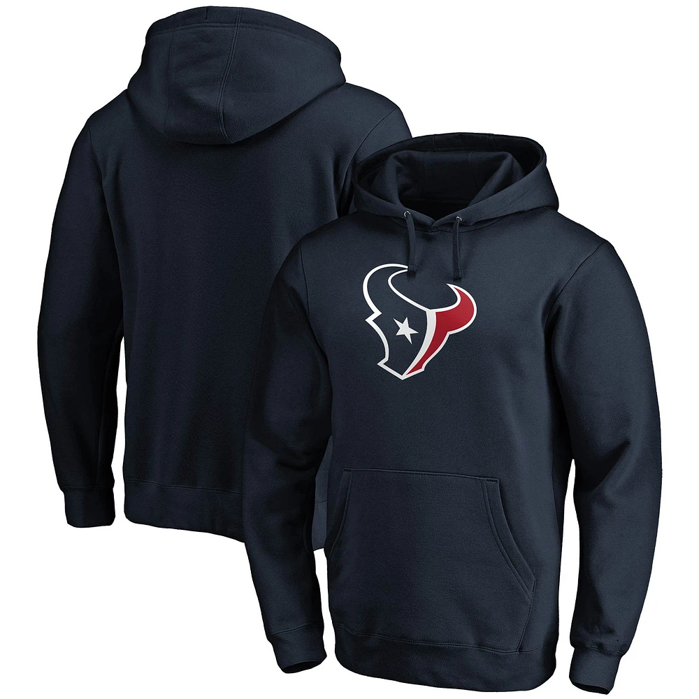 Men's Fanatics Navy Houston Texans Primary Logo Fitted Pullover Hoodie