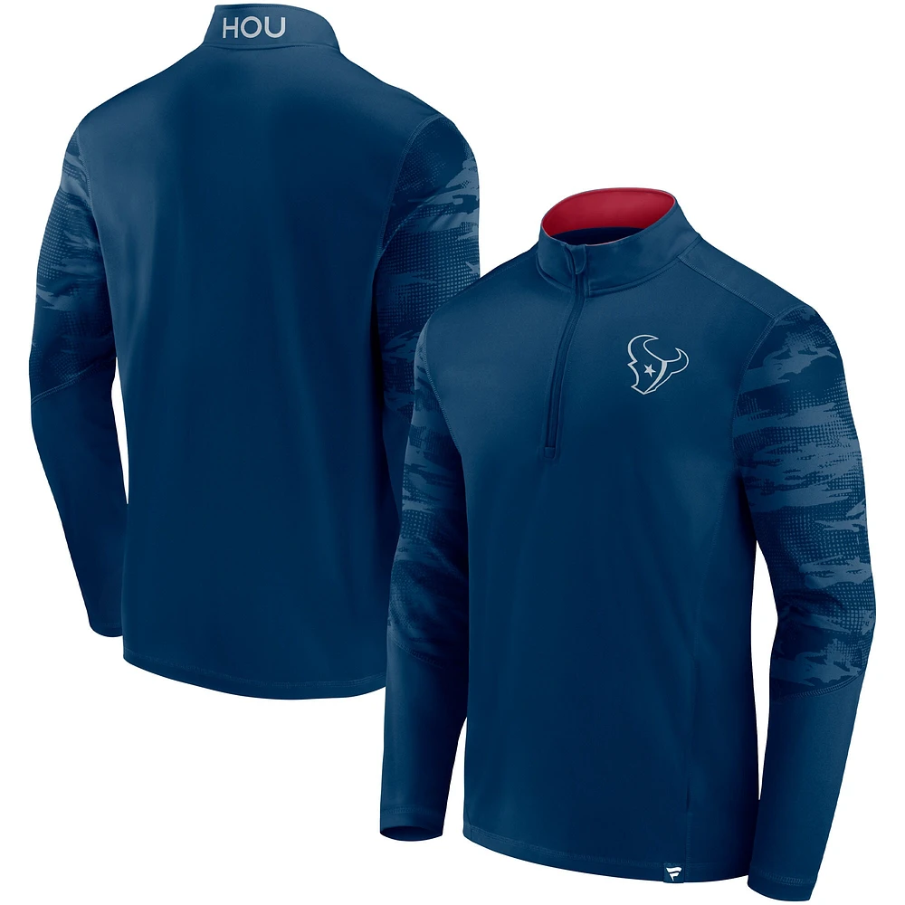 Veste à quart de zip Fanatics Houston Texans Ringer pour hommes, bleu marine