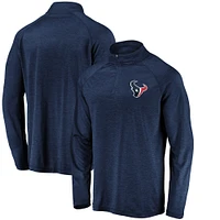 Veste à enfiler raglan quart de zip avec logo principal strié des Houston Texans Fanatics pour hommes bleu marine