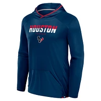 Men's Fanatics Navy Houston Texans Transitional Defender Hoodie Long Sleeve T-Shirt