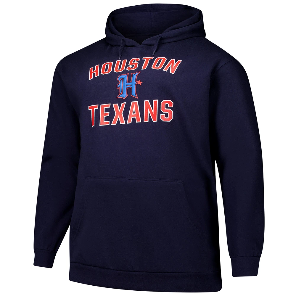 Men's Fanatics Navy Houston Texans Victory Arch Big & Tall Pullover Hoodie