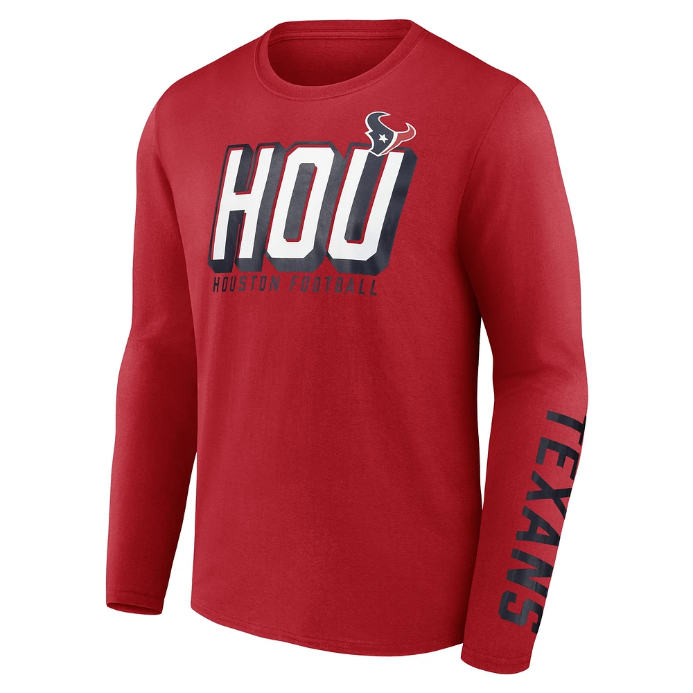 Men's Fanatics  Red Houston Texans Long Sleeve T-Shirt