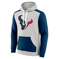 Men's Fanatics Silver/Navy Houston Texans Big & Tall Team Fleece Pullover Hoodie