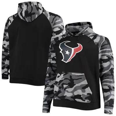 Houston Texans FOCO Camo Raglan Pullover Hoodie - Black