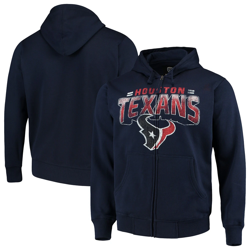 Sweat à capuche entièrement zippé Houston Texans Perfect Season G-III Sports by Carl Banks pour homme, bleu marine