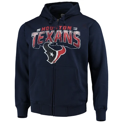 Sweat à capuche entièrement zippé Houston Texans Perfect Season G-III Sports by Carl Banks pour homme, bleu marine