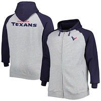 Veste à capuche raglan en molleton pour homme gris chiné Houston Texans Big & Tall