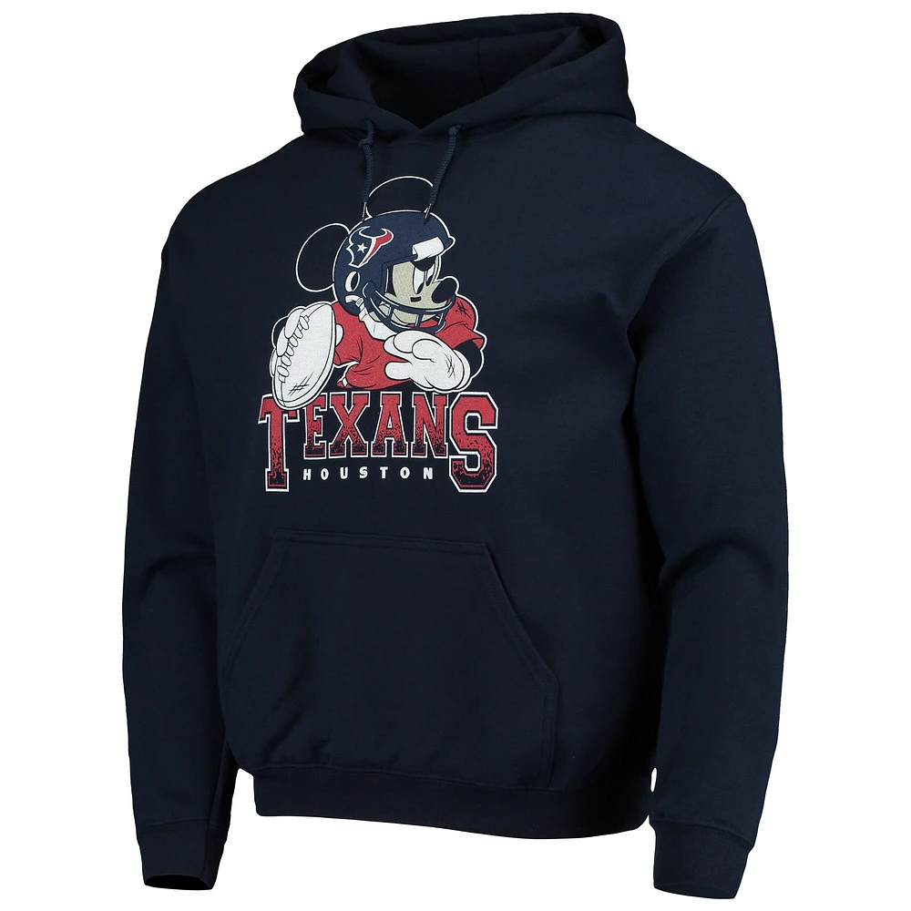 Sweat à capuche Junk Food Navy Houston Texans Disney Mickey Quarterback pour hommes