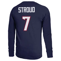 T-shirt à manches longues avec nom et numéro des Houston Texans Majestic Threads C.J. Stroud pour hommes, bleu marine