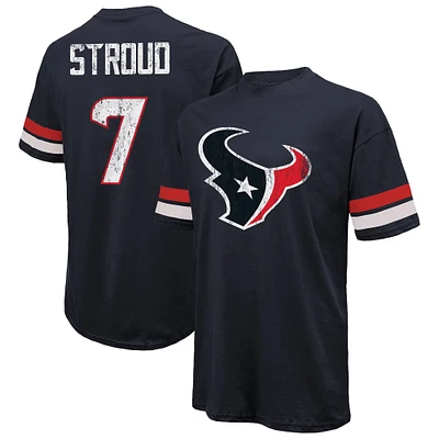 T-shirt surdimensionné pour homme Majestic Threads C.J. Stroud Navy Houston Texans avec nom et numéro