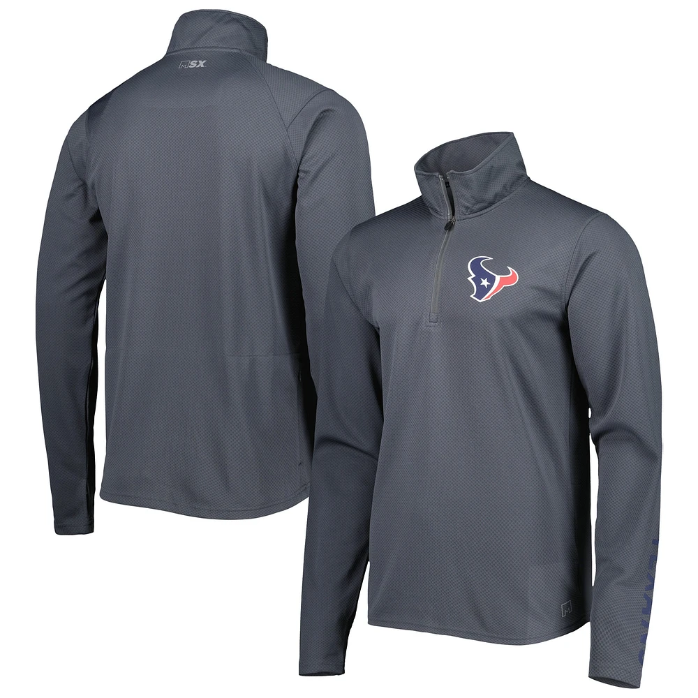 Sweat à capuche demi-zip MSX by Michael Strahan pour hommes Houston Texans gris anthracite