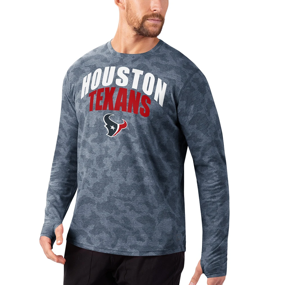 Men's MSX by Michael Strahan Navy Houston Texans Camo Performance Long Sleeve T-Shirt