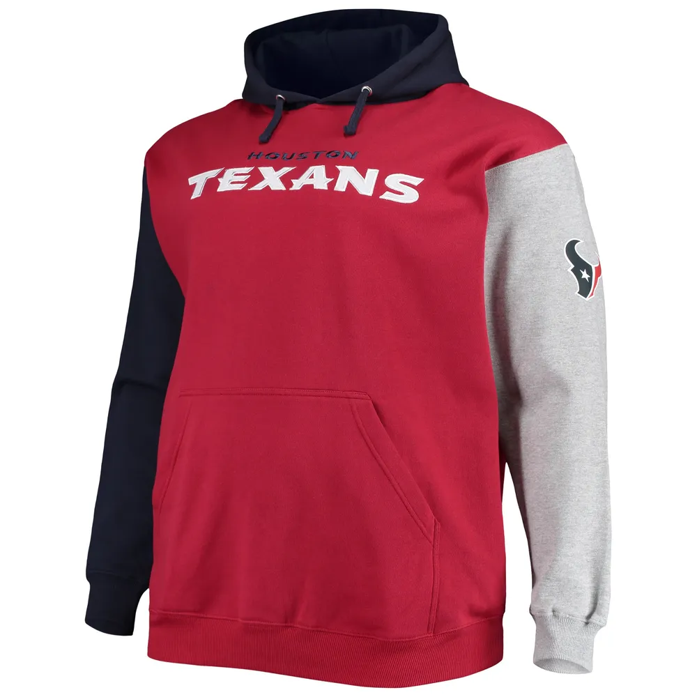 Sweat à capuche bleu marine/rouge Houston Texans Big & Tall pour homme