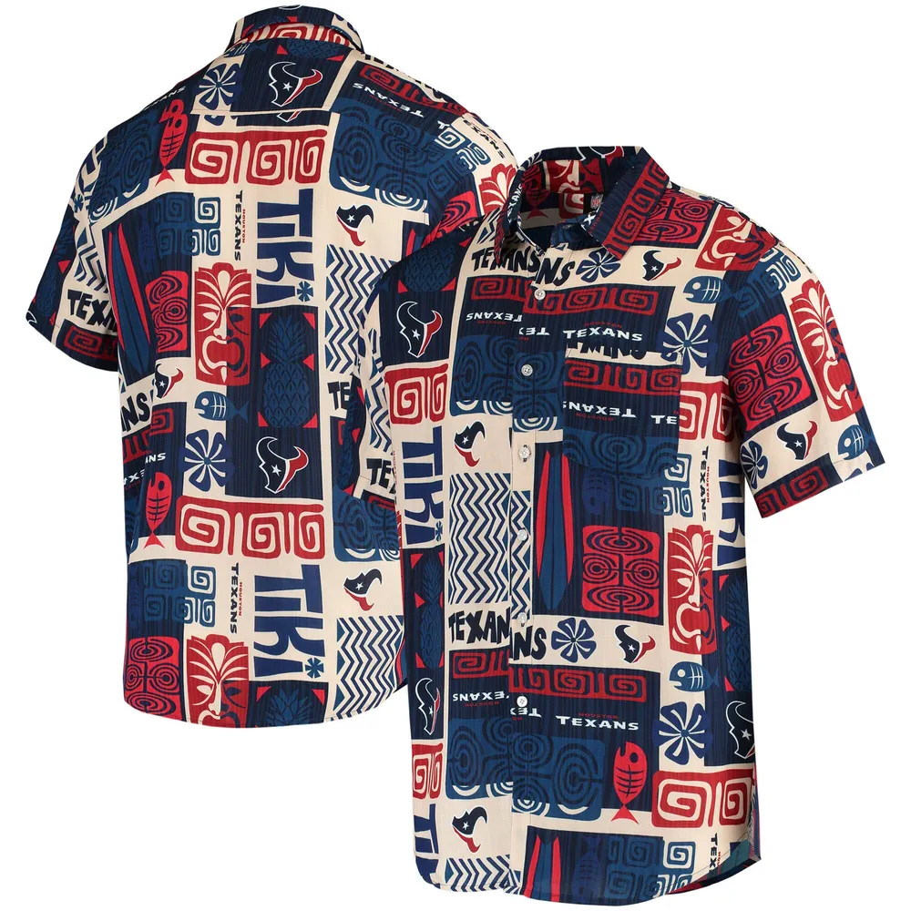 Men's Tommy Bahama Navy New England Patriots Tiki Luau Woven Button-Up Shirt