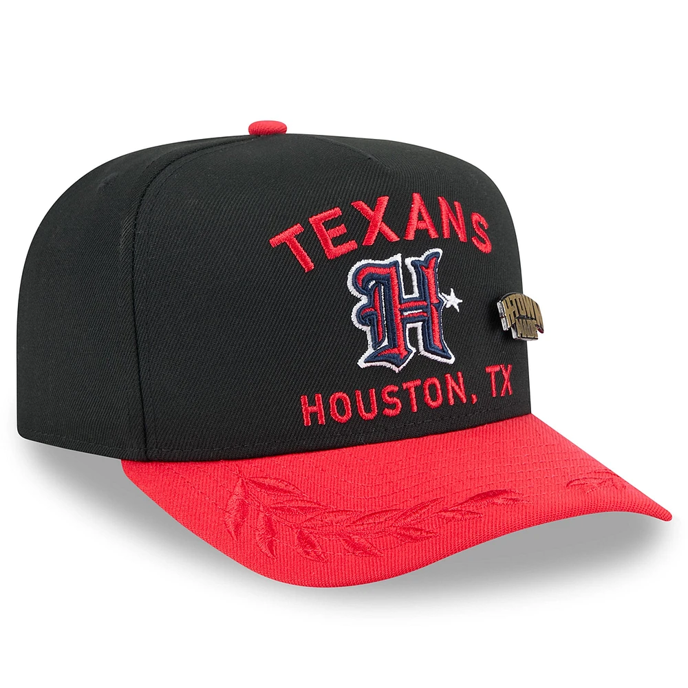 Casquette ajustée New Era 59FIFTY noire/rouge pour homme, modèle A-Frame, draft NFL 2025, Houston Texans