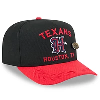 Casquette ajustée New Era 59FIFTY noire/rouge pour homme, modèle A-Frame, draft NFL 2025, Houston Texans