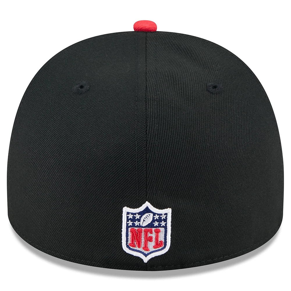 Casquette ajustée New Era 59FIFTY noire/rouge pour homme, modèle A-Frame, draft NFL 2025, Houston Texans