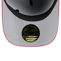 Casquette ajustée New Era 59FIFTY noire/rouge pour homme, modèle A-Frame, draft NFL 2025, Houston Texans