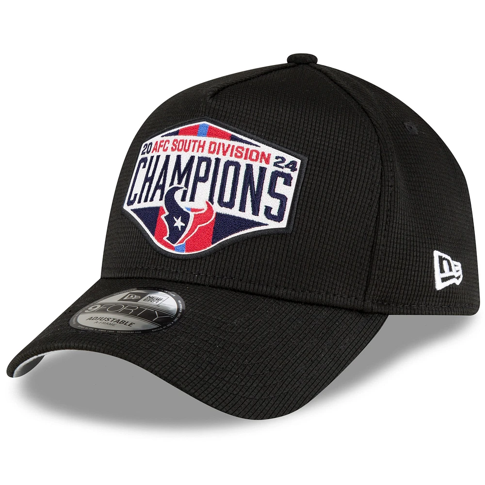 Men's New Era  Black Houston Texans 2024 AFC South Division Champions Locker Room A-Frame 9FORTY Adjustable Hat