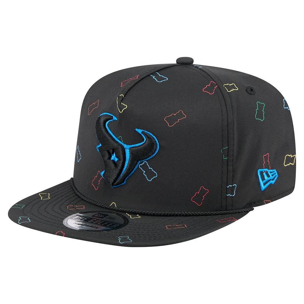 Men's New Era Black Houston Texans Gummy Golfer Snapback Hat