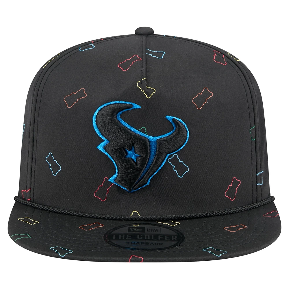 Men's New Era Black Houston Texans Gummy Golfer Snapback Hat