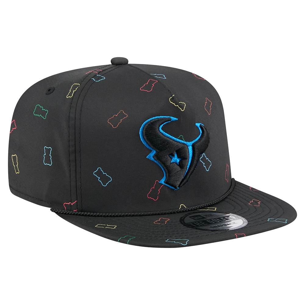 Men's New Era Black Houston Texans Gummy Golfer Snapback Hat