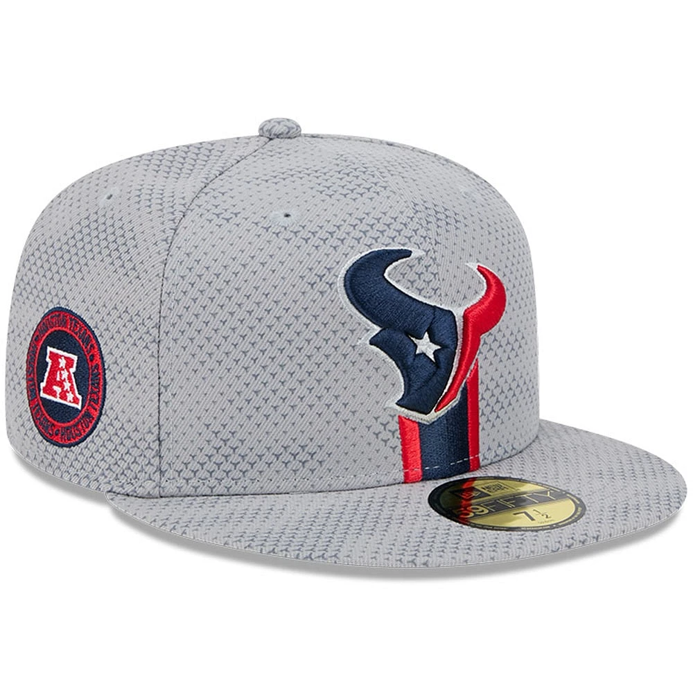 Casquette ajustée 59FIFTY Sideline 2024 Houston Texans de New Era pour homme, grise