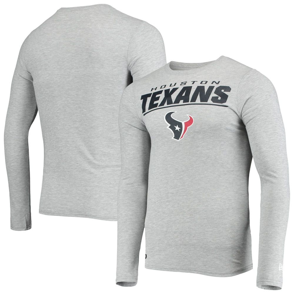 Men's New Era Heathered Gray Houston Texans Combine Authentic Stated Long Sleeve T-Shirt