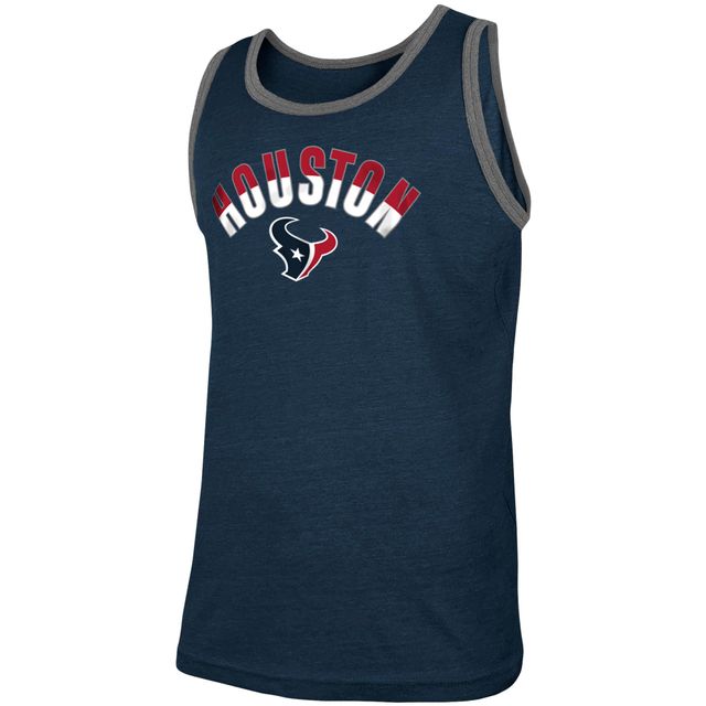 Débardeur New Era chiné bleu marine Houston Texans Ringer Tri-Blend pour homme