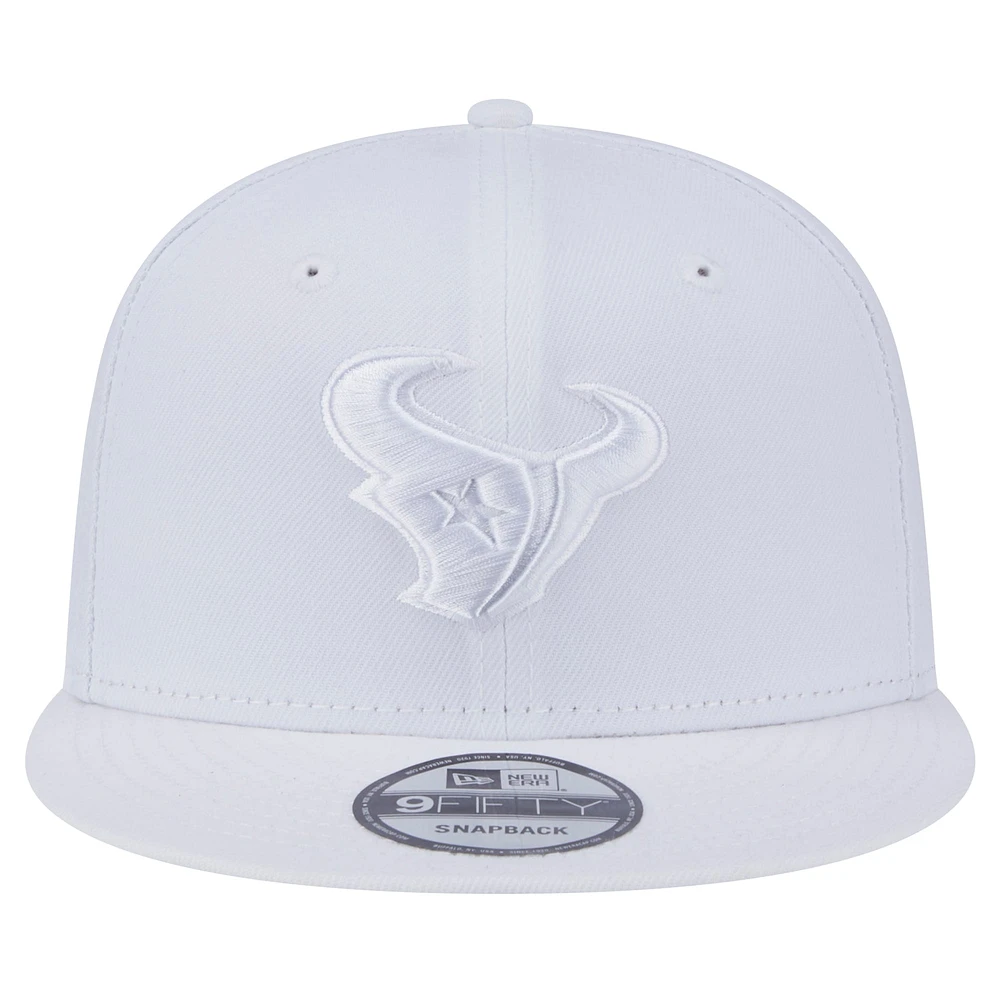 Men's New Era Houston Texans Main White on White 9FIFTY Snapback Hat