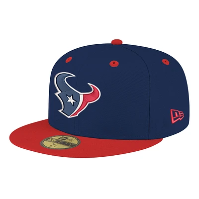 Casquette ajustée bicolore 59FIFTY bleu marine/rouge pour homme des Houston Texans Flipside de New Era