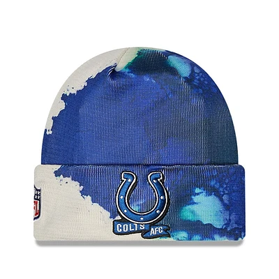 Casquette Houston Texans 2022 Sideline New Era pour homme - Bleu marine - Bonnet en tricot à revers teint à l'encre