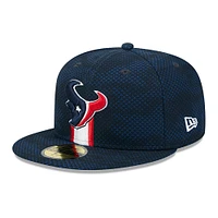 Casquette ajustée 59FIFTY New Era pour hommes des Houston Texans 2024 Sideline, bleu marine