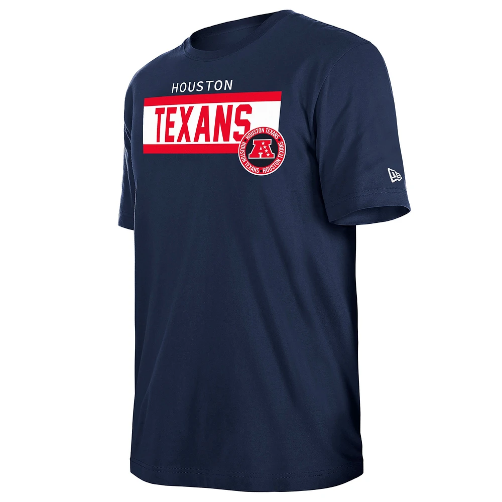 Men's New Era  Navy Houston Texans 3rd Down High Density Print T-Shirt