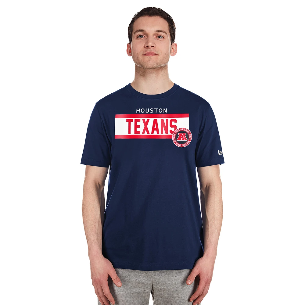 Men's New Era  Navy Houston Texans 3rd Down High Density Print T-Shirt