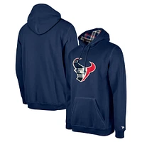 Men's New Era Navy Houston Texans 3rd Down Plaid Pullover Hoodie