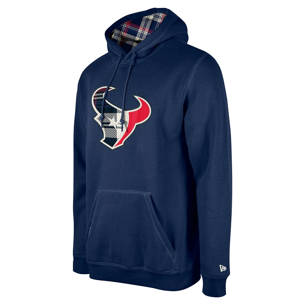 Sweat à capuche carreaux bleu marine Houston Texans 3rd Down de New Era pour homme