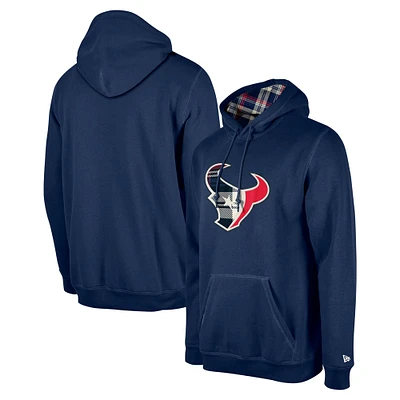 Men's New Era Navy Houston Texans 3rd Down Plaid Pullover Hoodie