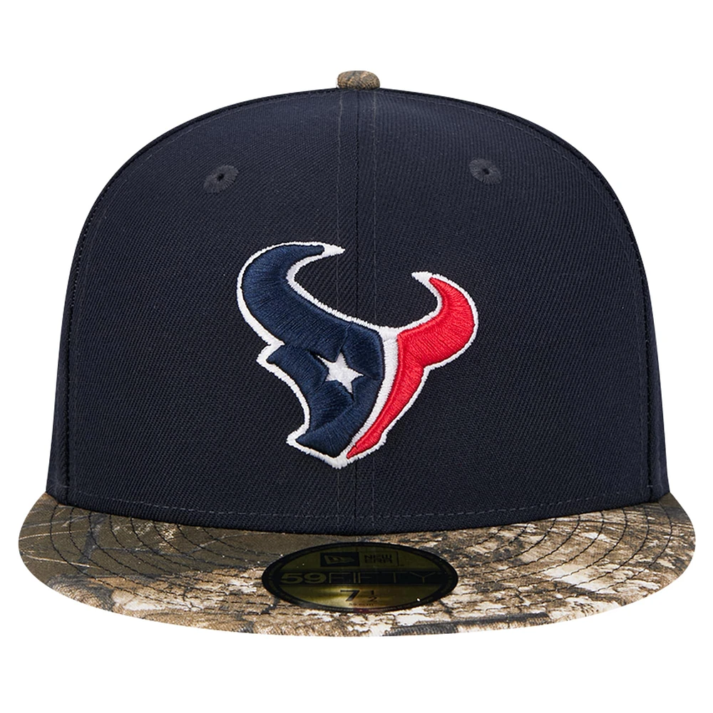 Casquette ajustée 59FIFTY à motif camouflage bicolore New Era pour homme, bleu marine, Houston Texans Active