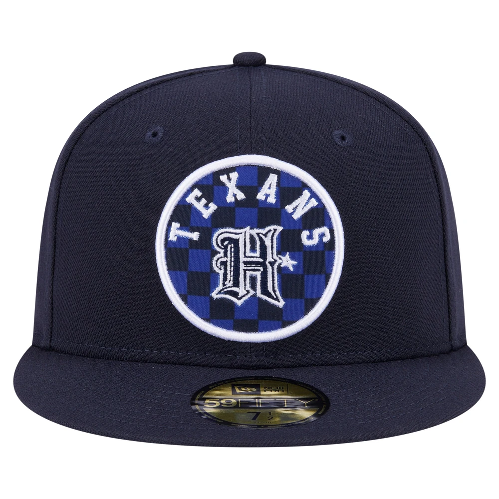Men's New Era Navy Houston Texans Checkered 59FIFTY Fitted Hat