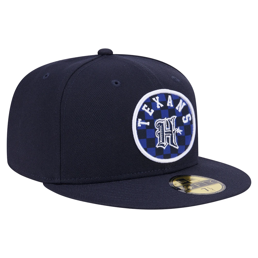 Men's New Era Navy Houston Texans Checkered 59FIFTY Fitted Hat