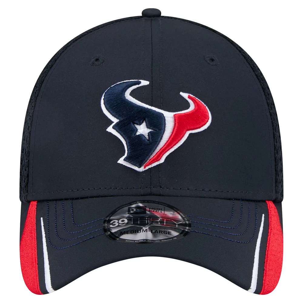 Men's New Era  Navy Houston Texans Game Day Linear 39THIRTY Flex Hat