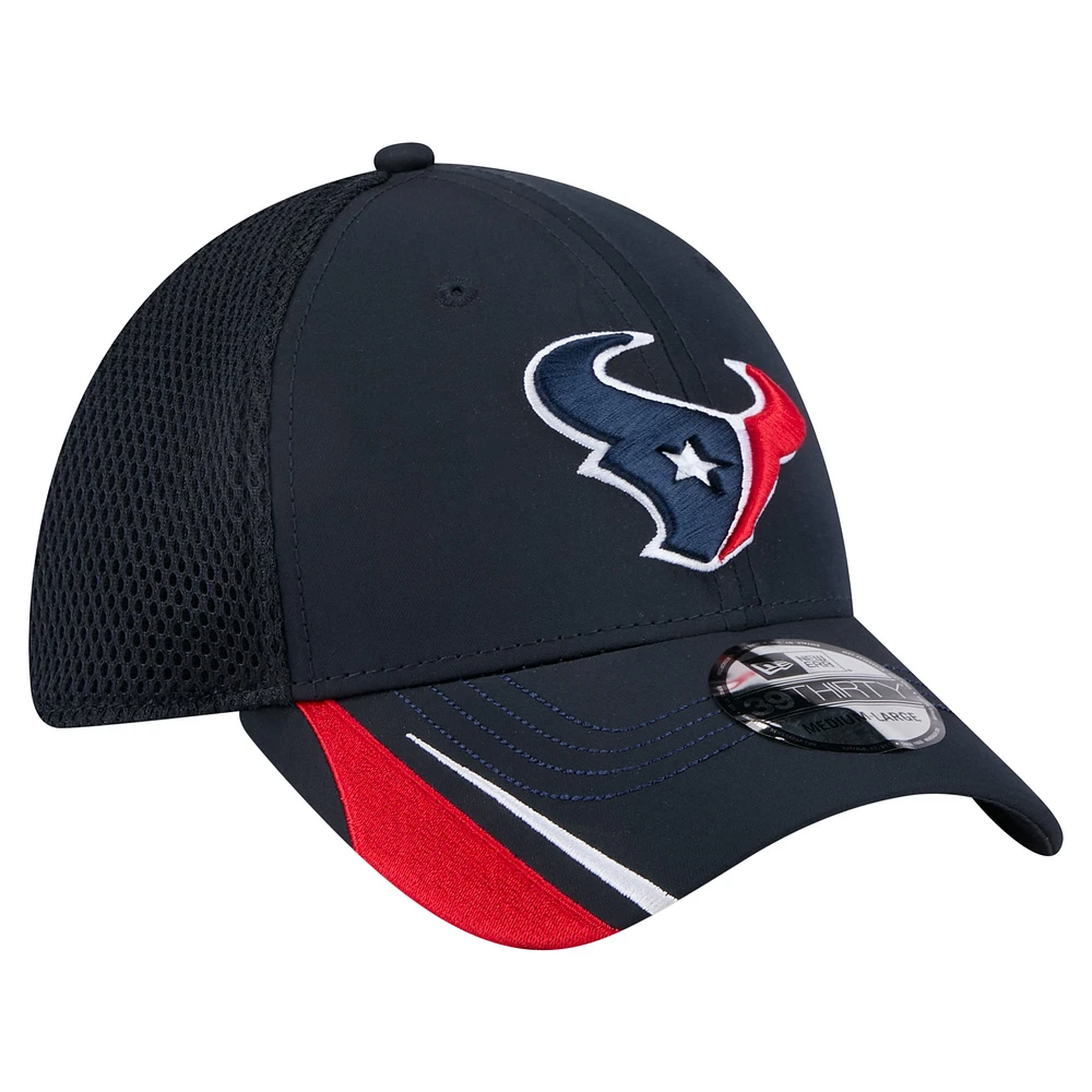 Men's New Era  Navy Houston Texans Game Day Linear 39THIRTY Flex Hat