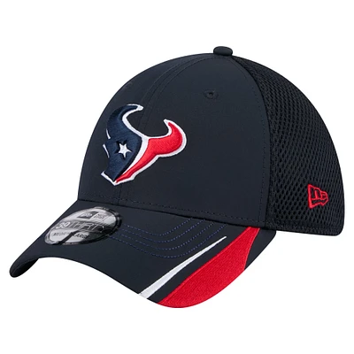 Men's New Era  Navy Houston Texans Game Day Linear 39THIRTY Flex Hat