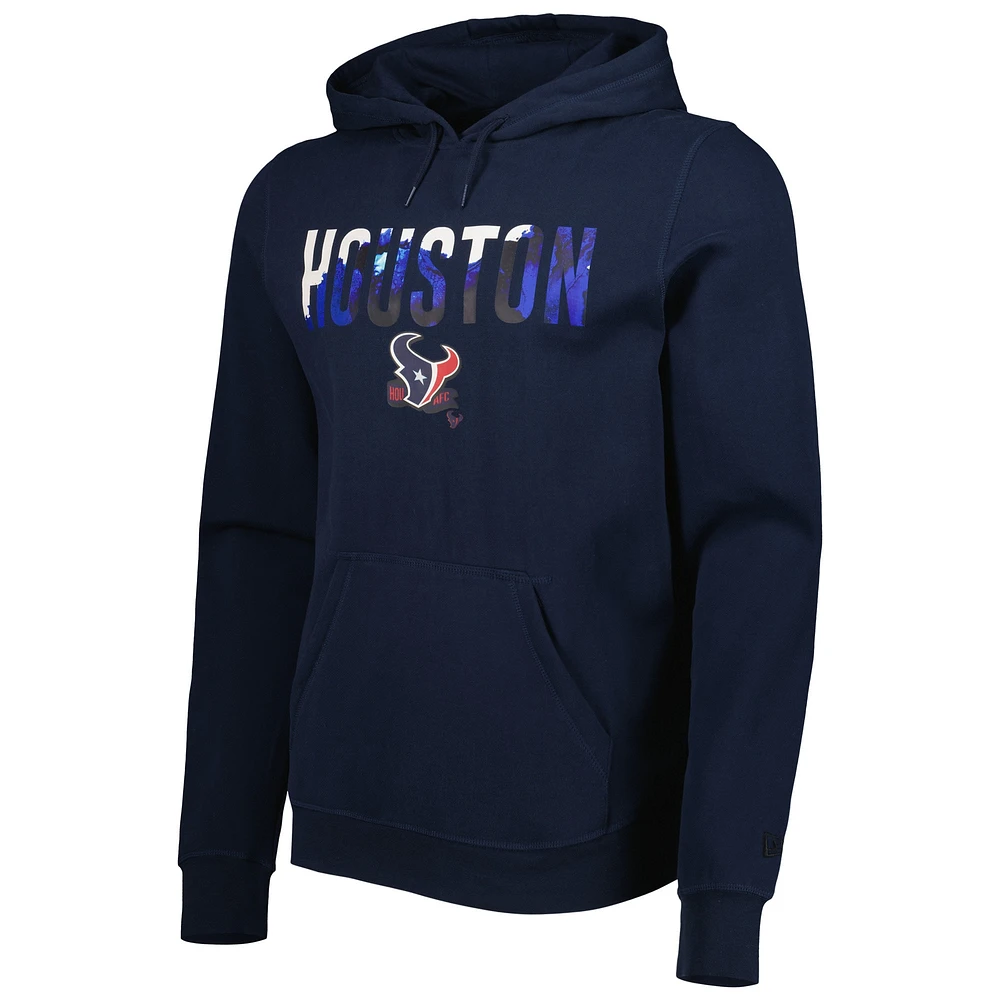 Sweat à capuche bleu marine Houston Texans Ink Dye New Era pour homme