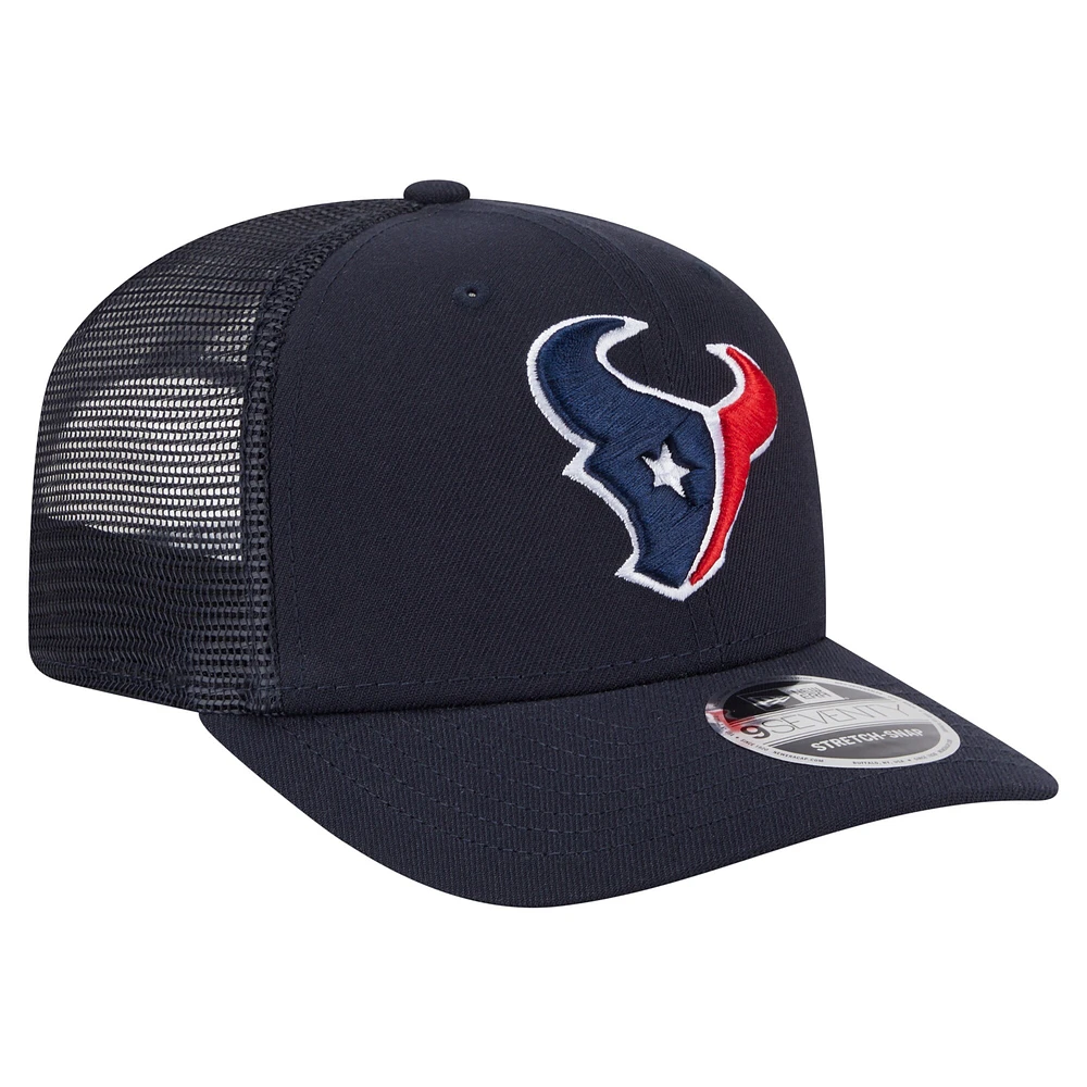 Casquette New Era bleu marine Houston Texans Main Trucker 9SEVENTY extensible à boutons-pression pour homme