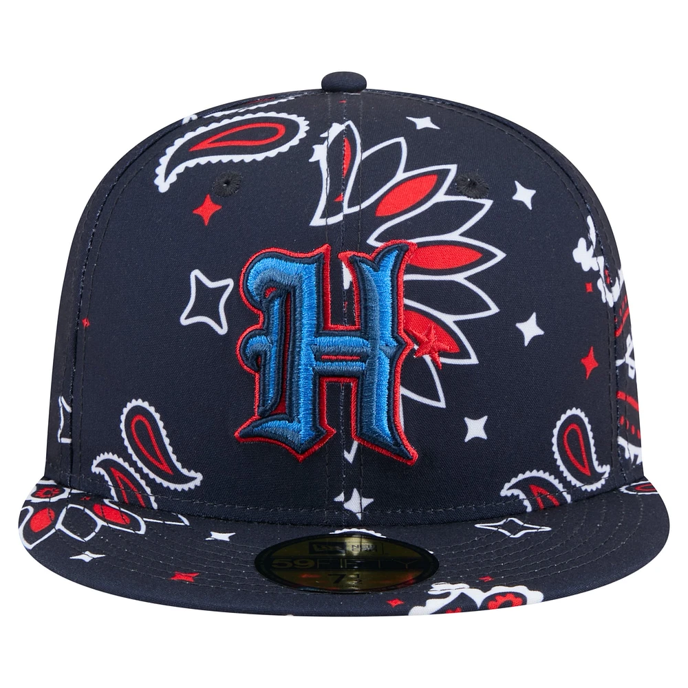 Casquette ajustée 59FIFTY bleu marine Houston Texans Paisley pour homme New Era