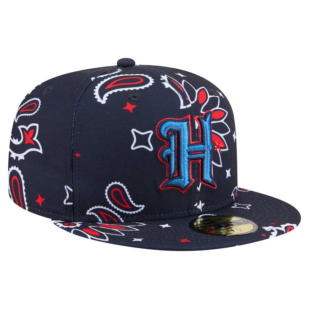 Casquette ajustée 59FIFTY bleu marine Houston Texans Paisley pour homme New Era