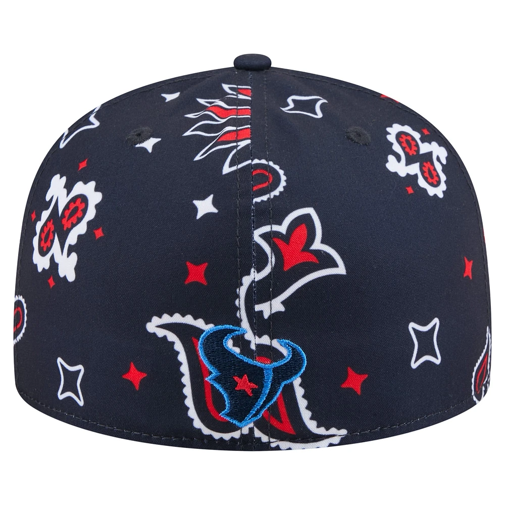 Casquette ajustée 59FIFTY bleu marine Houston Texans Paisley pour homme New Era