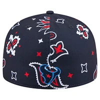 Casquette ajustée 59FIFTY bleu marine Houston Texans Paisley pour homme New Era